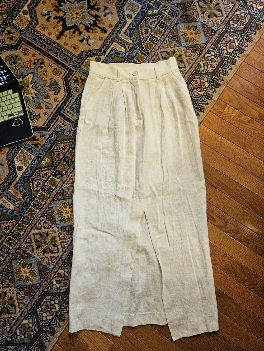 Zara Cream Linen High-Waist Skirt